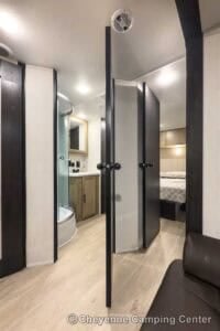 2026 Forest River Cherokee Grey Wolf 27GH Front Kitchen Travel Trailer Interior Image