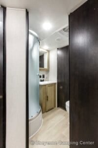 2026 Forest River Cherokee Grey Wolf 27GH Front Kitchen Travel Trailer Interior Image