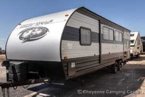 2021 Forest River Cherokee Grey Wolf 26DBH Used Bunkhouse Travel Trailer Exterior Image