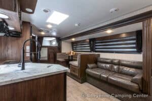 2021 Forest River Cherokee Grey Wolf 26DBH Used Bunkhouse Travel Trailer Interior Image