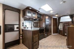 2021 Forest River Cherokee Grey Wolf 26DBH Used Bunkhouse Travel Trailer Interior Image