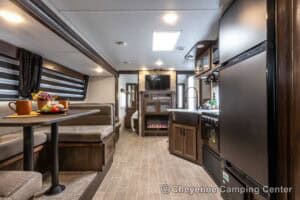 2021 Forest River Cherokee Grey Wolf 26DBH Used Bunkhouse Travel Trailer Interior Image
