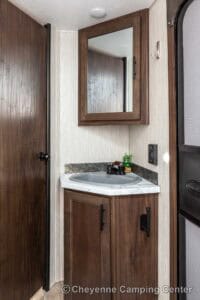 2021 Forest River Cherokee Grey Wolf 26DBH Used Bunkhouse Travel Trailer Interior Image