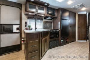 2021 Forest River Cherokee Grey Wolf 26DBH Used Bunkhouse Travel Trailer Interior Image