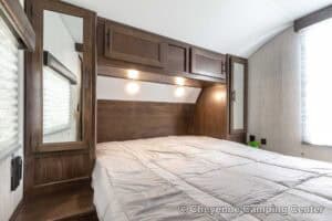 2021 Forest River Cherokee Grey Wolf 26DBH Used Bunkhouse Travel Trailer Interior Image