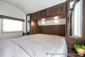 2021 Forest River Cherokee Grey Wolf 26DBH Used Bunkhouse Travel Trailer Interior Image