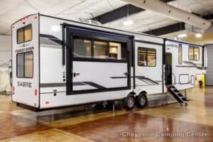 2026 Forest River Sabre 37RVMILES Rear Den Fifth Wheel With Deck Exterior Image