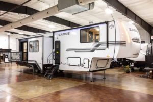 2027 Forest River Sabre 37RVMILES Rear Den Fifth Wheel With Deck Exterior Image