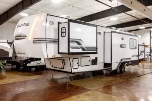 2027 Forest River Sabre 37RVMILES Rear Den Fifth Wheel With Deck Exterior Image