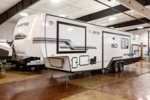 2027 Forest River Sabre 37RVMILES Rear Den Fifth Wheel With Deck Exterior Image