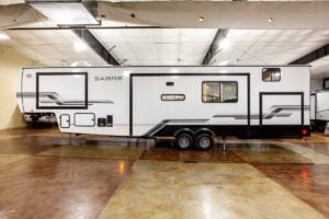 2027 Forest River Sabre 37RVMILES Rear Den Fifth Wheel With Deck Exterior Image