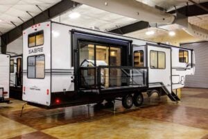 2027 Forest River Sabre 37RVMILES Rear Den Fifth Wheel With Deck Exterior Image