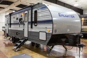 2021 Gulf Stream Enlighten 27BHS Used Bunkhouse Travel Trailer Exterior Image