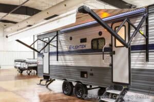 2021 Gulf Stream Enlighten 27BHS Used Bunkhouse Travel Trailer Exterior Image