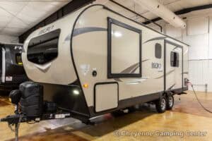 2019 Forest River Flagstaff Micro Lite 25RKS Rear Kitchen Couples Travel Trailer Exterior Image