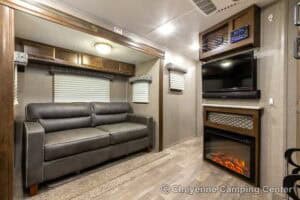 2019 Forest River Flagstaff Micro Lite 25RKS Rear Kitchen Couples Travel Trailer Interior Image