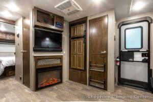 2019 Forest River Flagstaff Micro Lite 25RKS Rear Kitchen Couples Travel Trailer Interior Image