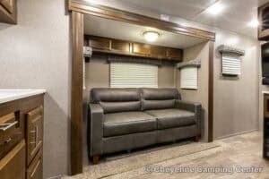 2019 Forest River Flagstaff Micro Lite 25RKS Rear Kitchen Couples Travel Trailer Interior Image
