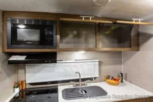 2019 Forest River Flagstaff Micro Lite 25RKS Rear Kitchen Couples Travel Trailer Interior Image