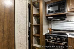 2019 Forest River Flagstaff Micro Lite 25RKS Rear Kitchen Couples Travel Trailer Interior Image