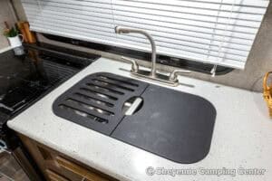 2019 Forest River Flagstaff Micro Lite 25RKS Rear Kitchen Couples Travel Trailer Interior Image