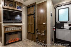 2019 Forest River Flagstaff Micro Lite 25RKS Rear Kitchen Couples Travel Trailer Interior Image