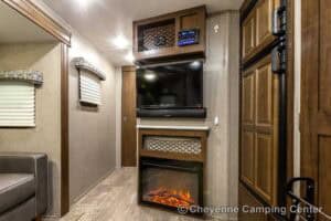 2019 Forest River Flagstaff Micro Lite 25RKS Rear Kitchen Couples Travel Trailer Interior Image
