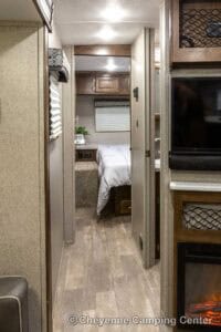 2019 Forest River Flagstaff Micro Lite 25RKS Rear Kitchen Couples Travel Trailer Interior Image