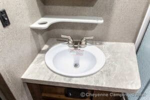 2019 Forest River Flagstaff Micro Lite 25RKS Rear Kitchen Couples Travel Trailer Interior Image