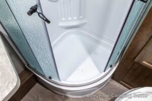 2019 Forest River Flagstaff Micro Lite 25RKS Rear Kitchen Couples Travel Trailer Interior Image