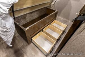 2019 Forest River Flagstaff Micro Lite 25RKS Rear Kitchen Couples Travel Trailer Interior Image