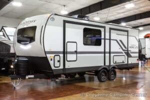 2026 Forest River Flagstaff Micro Lite 25MBR Front Kitchen Travel Trailer Exterior Image