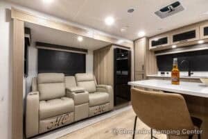 2026 Forest River Flagstaff Micro Lite 25MBR Front Kitchen Travel Trailer Interior Image
