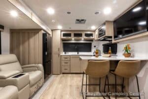 2026 Forest River Flagstaff Micro Lite 25MBR Front Kitchen Travel Trailer Interior Image
