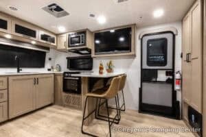 2026 Forest River Flagstaff Micro Lite 25MBR Front Kitchen Travel Trailer Interior Image