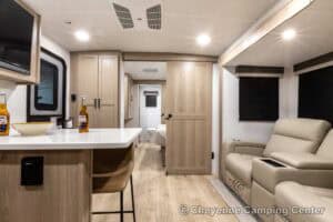 2026 Forest River Flagstaff Micro Lite 25MBR Front Kitchen Travel Trailer Interior Image