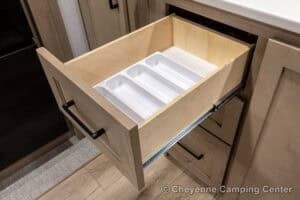 2026 Forest River Flagstaff Micro Lite 25MBR Front Kitchen Travel Trailer Interior Image