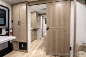 2026 Forest River Flagstaff Micro Lite 25MBR Front Kitchen Travel Trailer Interior Image