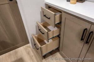 2026 Forest River Flagstaff Micro Lite 25MBR Front Kitchen Travel Trailer Interior Image