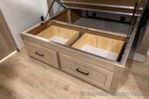 2026 Forest River Flagstaff Micro Lite 25MBR Front Kitchen Travel Trailer Interior Image