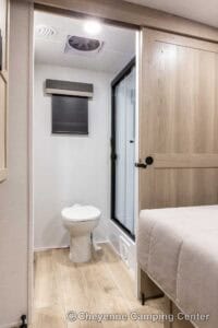 2026 Forest River Flagstaff Micro Lite 25MBR Front Kitchen Travel Trailer Interior Image