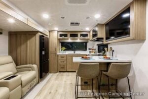 2027 Forest River Flagstaff Micro Lite 25MBR Front Kitchen Travel Trailer Interior Image