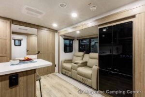 2027 Forest River Flagstaff Micro Lite 25MBR Front Kitchen Travel Trailer Interior Image