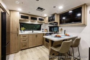 2027 Forest River Flagstaff Micro Lite 25MBR Front Kitchen Travel Trailer Interior Image