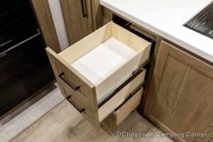 2027 Forest River Flagstaff Micro Lite 25MBR Front Kitchen Travel Trailer Interior Image
