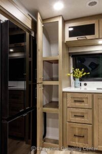 2027 Forest River Flagstaff Micro Lite 25MBR Front Kitchen Travel Trailer Interior Image