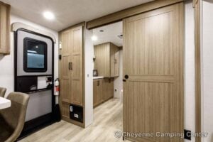 2027 Forest River Flagstaff Micro Lite 25MBR Front Kitchen Travel Trailer Interior Image