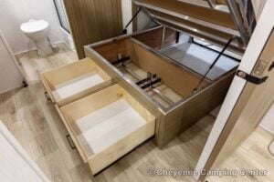 2027 Forest River Flagstaff Micro Lite 25MBR Front Kitchen Travel Trailer Interior Image