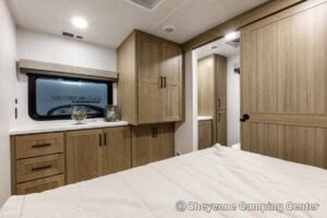 2027 Forest River Flagstaff Micro Lite 25MBR Front Kitchen Travel Trailer Interior Image