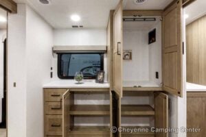 2027 Forest River Flagstaff Micro Lite 25MBR Front Kitchen Travel Trailer Interior Image
